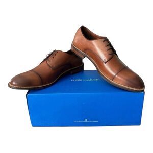 Vince Camuto Cognac Brown Timeless Elegance Leather Oxford Shoes